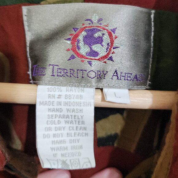 The Territory Ahead Vintage Abstract Earthtone Colors Button Down Shirt Large - Picture 10 of 12